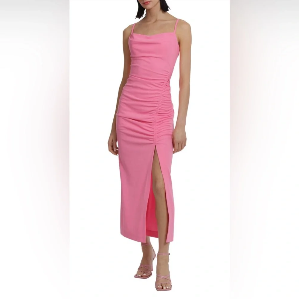 ONLY WORN ONCE! Donna Morgan for Maggy Shirred Draped Dress in size 16 - Picture 4 of 6